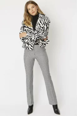 JAYLEY Animal Print Faux Fur Jacket In Zebra Print