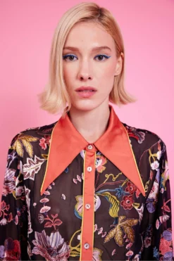 JAYLEY Aspen Silk Blend Blouse