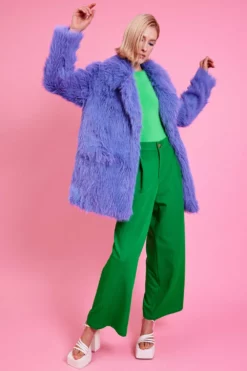 JAYLEY Bamboo Faux Fur Lilac Midi Coat