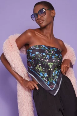 JAYLEY Black And Blue Abstract Silk Scarf