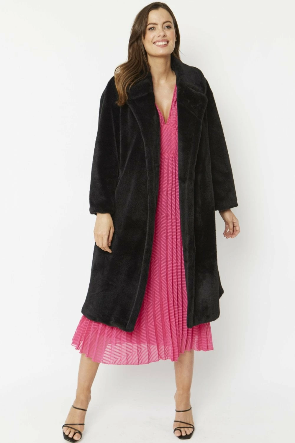 JAYLEY Black Faux Fur Coat