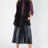 JAYLEY Black Hand Knitted Faux Fur Gilet