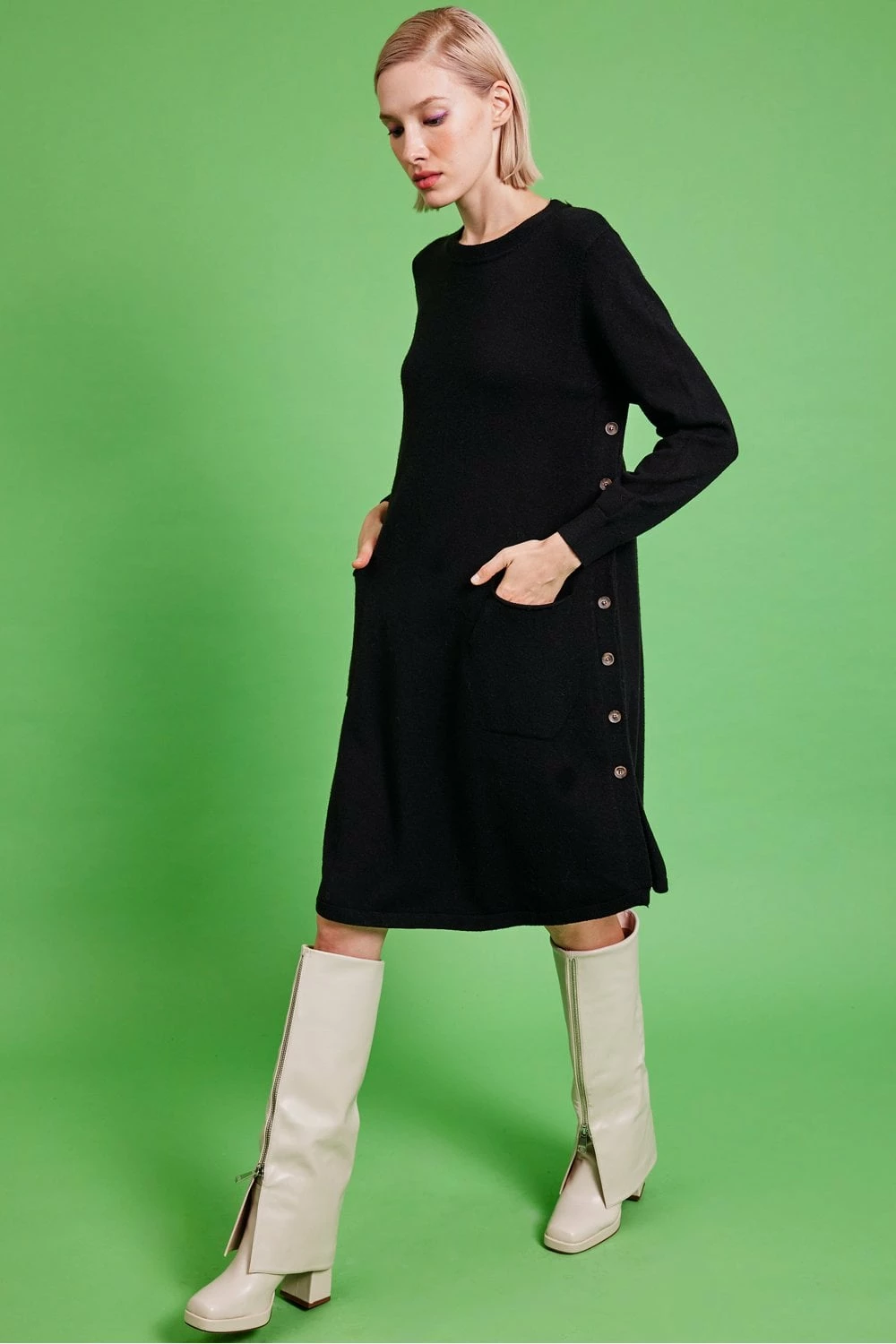 JAYLEY Black Pure Cashmere Dress