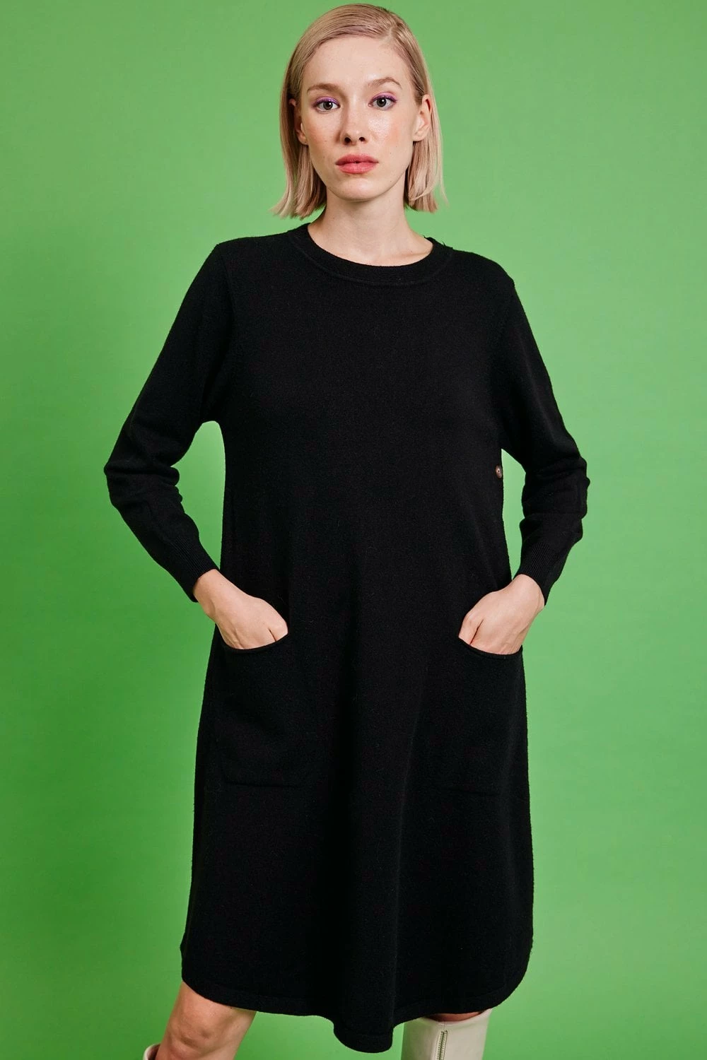 JAYLEY Black Pure Cashmere Dress - Image 3