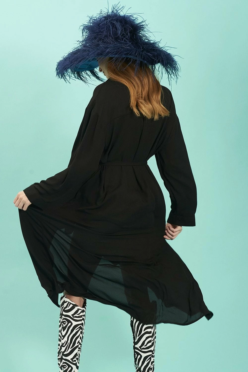 JAYLEY Black Silk Blend Maxi Shirt Dress - Image 2