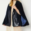 JAYLEY Blue Faux Cashmere Fur & Faux Suede Gilet & Cape 2 In 1