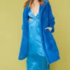 JAYLEY Blue Faux Fur Midi Coat