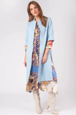 JAYLEY Blue Faux Suede Coat