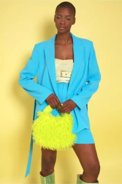 JAYLEY Blue Silk Blend Blazer With Belt