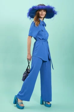 JAYLEY Blue Wide Leg Trousers