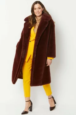 JAYLEY Brown Faux Fur Coat