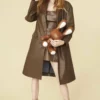 JAYLEY Chocolate Brown Eco Leather Trench Coat