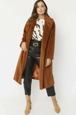 JAYLEY Chocolate Faux Fur Coat