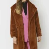 JAYLEY Chocolate Faux Fur Oversized Coat