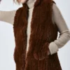 JAYLEY Chocolate Hand Knitted Faux Fur Gilet