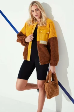 JAYLEY Chocolate Shearling Zip Up Jacket
