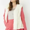 JAYLEY Cream Cashmere Blend Faux Fur Gilet