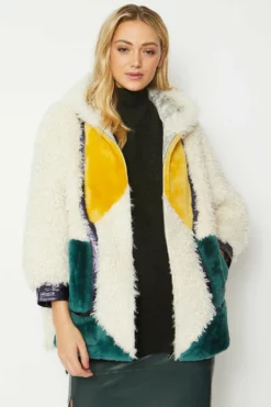 JAYLEY Cream Shearling & Leather Kate Coat