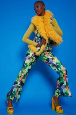 JAYLEY Eco Leather Faux Shearling Trim Gilet