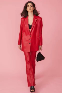 JAYLEY Eco Leather Long Blazer