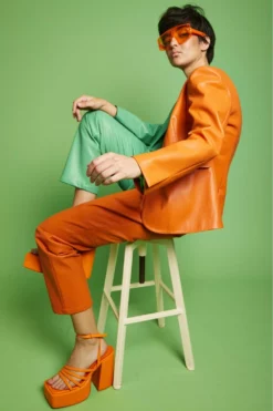 JAYLEY Eco Leather Shamrock Suit Blazer