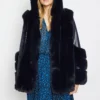 JAYLEY Faux Fur And Faux Leather Panelled Coat
