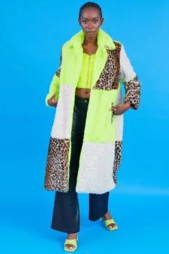 JAYLEY Faux Fur And Faux Shearling Maxi Coat