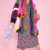 JAYLEY Faux Fur Rainbow Coat