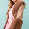 JAYLEY Faux Leather Jacket With Detachable Faux Fur Cuffs & Collar