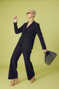 JAYLEY Faux Leather Kate Blazer In Black