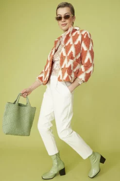 JAYLEY Faux Shearling Geometric Jacket