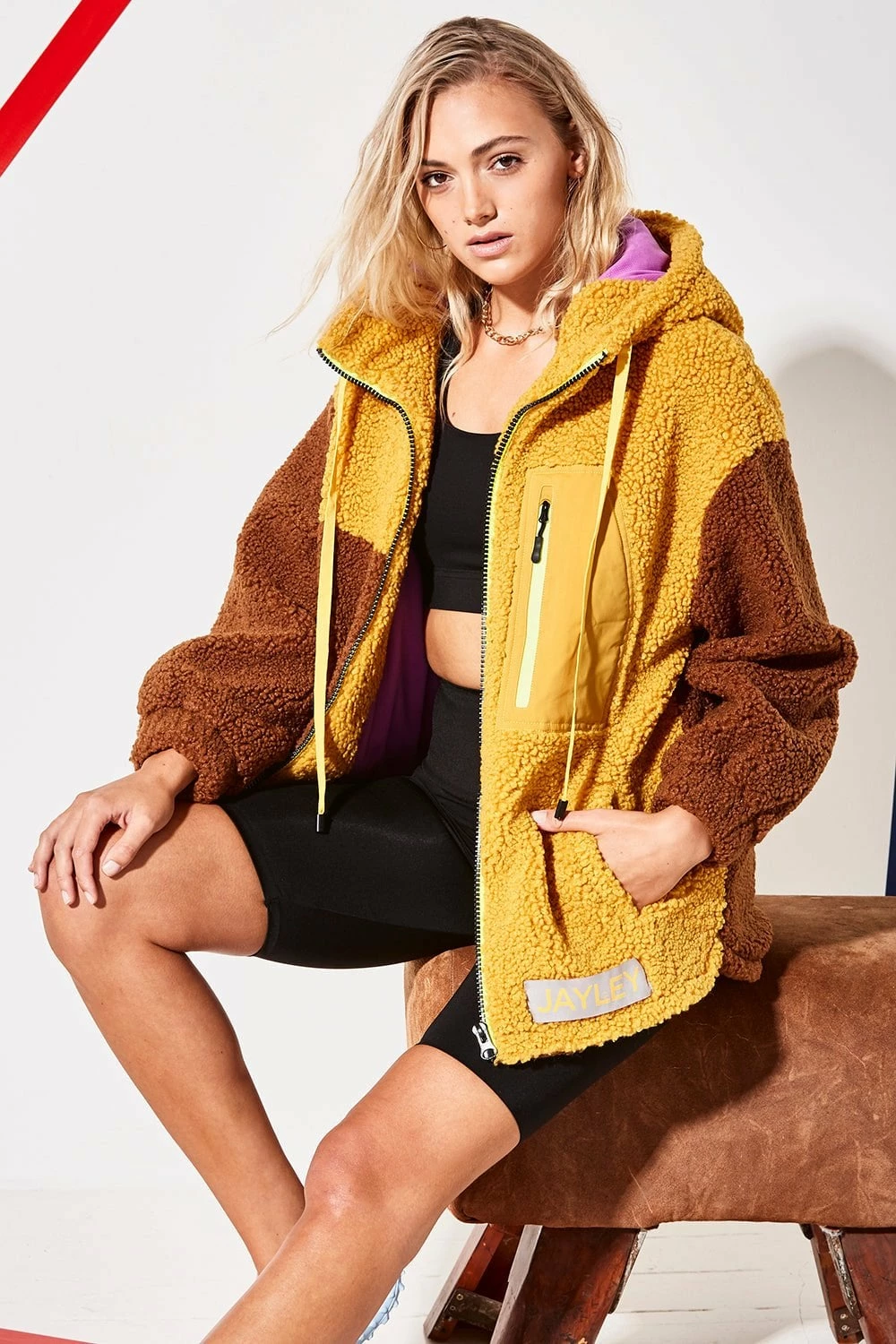 JAYLEY Faux Shearling Hooded Jacket