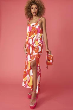 JAYLEY Florence Floral Maxi Dress With High Split