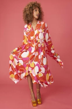 JAYLEY Florence Floral Shirt Dress