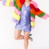JAYLEY Gaga Faux Fur Striped Rainbow Coat