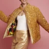 JAYLEY Gold Sequin Puffer Jacket