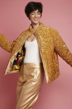 JAYLEY Gold Sequin Puffer Jacket