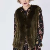 JAYLEY Green Cashmere Blend Faux Fur Gilet