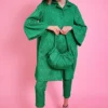 JAYLEY Green Embroidered Trench Coat