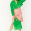 JAYLEY Green Faux Fur Cropped Jacket