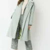 JAYLEY Green Faux Fur Midi Shaved Shearling Coat