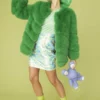 JAYLEY Green Faux Fur Striped Gaga Coat