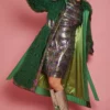 JAYLEY Green Knitted Bamboo And Mongolian Coat