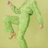 JAYLEY Green Sequin Trousers With Elasticated Waste