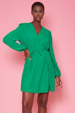 JAYLEY Green Silk Blend Dress
