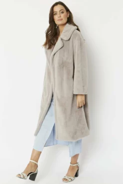 JAYLEY Grey Faux Fur Coat
