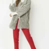 JAYLEY Grey Faux Fur Teddy Coat