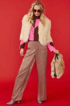 JAYLEY Hand Knitted White Faux Fur Cropped Jacket