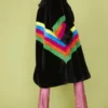 JAYLEY Handmade Eco Faux Fur Rainbow Coat