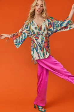 JAYLEY Havanna Tropical V-Neck Print Tunic